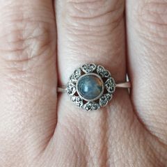 Sterling Silver Ring with Labradorite and Marcasite.