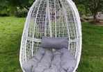 Hanging Egg Chair Rattan Style Cushion & Metal