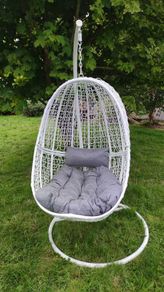 Hanging Egg Chair Rattan Style Cushion & Metal