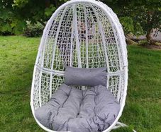 Hanging Egg Chair Rattan Style Cushion & Metal