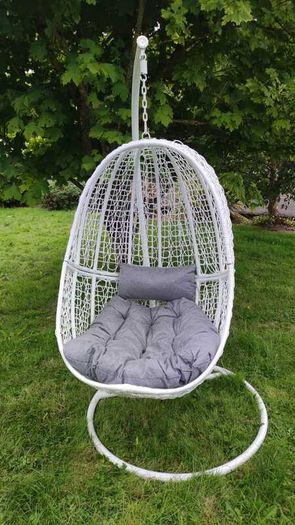 Hanging Egg Chair Rattan Style Cushion & Metal