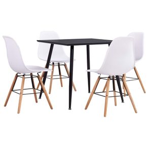 5 Piece Dining Set Plastic White