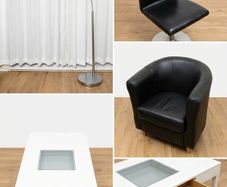 Living Room & Dining Furniture Bundle - Chairs, Armchair, Lamp & Storage Coffee Table