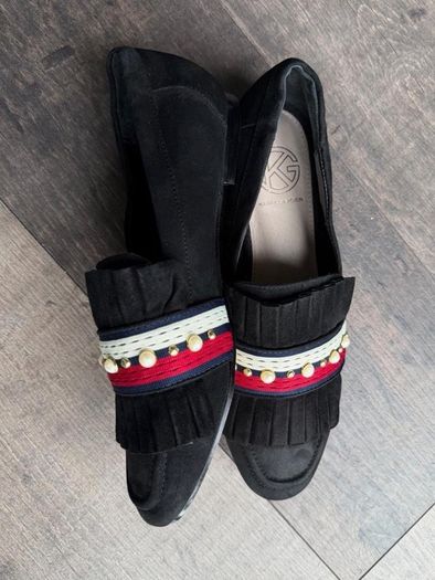 Kurt Geiger London 5/38 UK Black Suede Loafers Gives such a Gucci vibe
