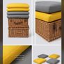 QUICK SALE (BARGAIN): SET of 4 Outdoor Seat Cushions (2 Yellow & 2 Grey)- Excellent Condition | Collection D13 Image 2