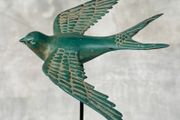 Flying Swallow - Patinated Bronze, Metal Stand