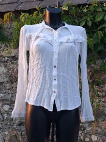 Primark - White Crinkle Ruffle Gauze Blouse