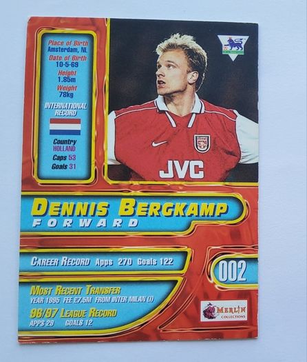 Dennis Bergkamp 1998 Merlin Premier Gold  Arsenal #002