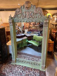 FLASH SALE! Was 1250 Now 700 !! Exquisite Large Ornate Carved Wood Painted Mirror