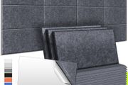 SPRING SALE | Acoustic Wall Panels 12 Pack 9 mm Thick Padded with Back Adhesive 34x20 cm Soundproof Insulation Panel Sound Absorbing Noise Reduction Panels for Office Door Walls, Dark Drey