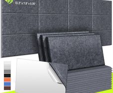 SPRING SALE | Acoustic Wall Panels 12 Pack 9 mm Thick Padded with Back Adhesive 34x20 cm Soundproof Insulation Panel Sound Absorbing Noise Reduction Panels for Office Door Walls, Dark Drey