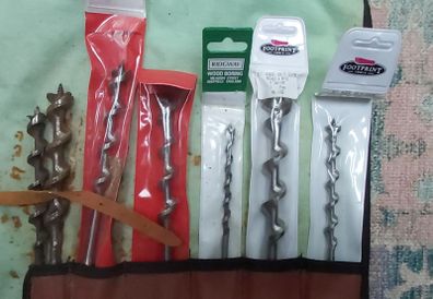 Auger Wood Drill Bore Bits x 7 in pouch - For Sale