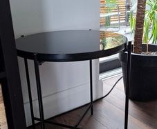 Black glass top side table