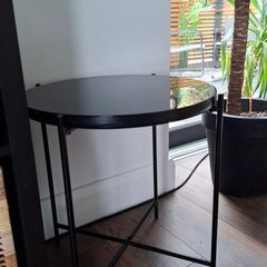 Black glass top side table