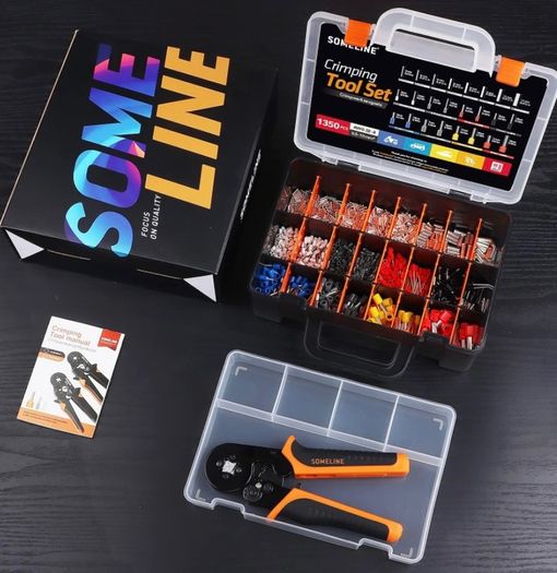 Crimping Tool Set,Crimper Plier Set,Ferrules Crimper Plier 0.5-10mm Squared (AWG 20-8),with 1350 Piece Insulated Bootlace Ferrules and Uninsulated Bootlace Ferrules