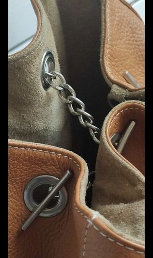 Reversible Genuine Pebbled Leather & Suede Tote / Sack Bag