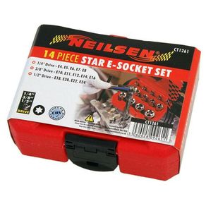 14 Pce Star E Socket Set E4 E5 E6 E7 E8 E10 E11 E12 E14 E18 E20 E22 E24 female
