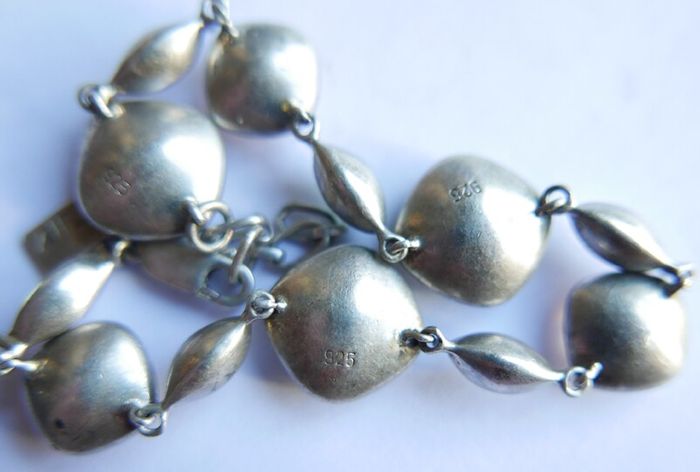 Vintage Sterling Silver 925 Multi Stone Bracelet length 8,5" - 20,9g