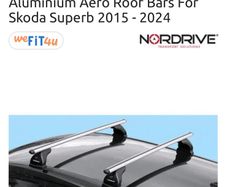 Nordrive Alumia silver roof bars. Skoda superb 2015 onwards