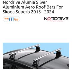 Nordrive Alumia silver roof bars. Skoda superb 2015 onwards