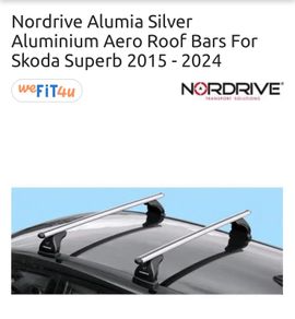 Nordrive Alumia silver roof bars. Skoda superb 2015 onwards