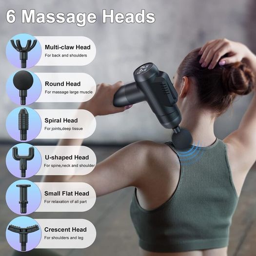 Deep Tissue Massage Gun - 99 Speeds, 6 Heads