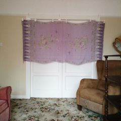 Silk Wrap/Shaw, Large 40/80" Lilac with Mauve/Green/Cream Design