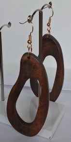 Rich Dark Wood Irregular Hoop Earrings