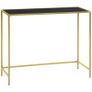 Modern Console Table, Tempered Glass Top Sofa Table with Steel Frame Adjustable Feet for Living Room, Hallway, Black Image 2