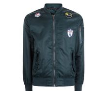 Dark Green Bomber Jacket with Patches