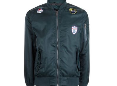 Dark Green Bomber Jacket with Patches