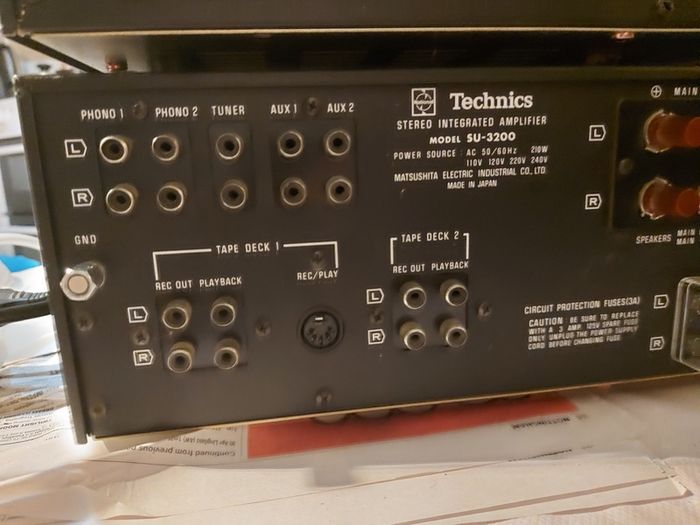 Technics FM-AM Stereo Tuner Model ST-3200, Technics Model No. RS-M205, Technics Stereo integrated Amplifier Model SU-3200, 3 parts of a Technics Music System, No phonograph or Speakers