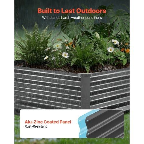 2 Pack Galvanized Raised Garden Beds, 2030 x 1020 x 460 mm, Rectangular Metal Planter Boxes Kit Outdoor, Elevated Planting Box with Gloves, Alu-Zinc, for Growing Flowers Vegetables, Dark Gray