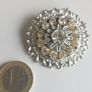 Vintage silver tone round rhinestones brooch 15.4g Image 2