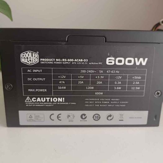 Cooler Master 600w Non Modular PSU