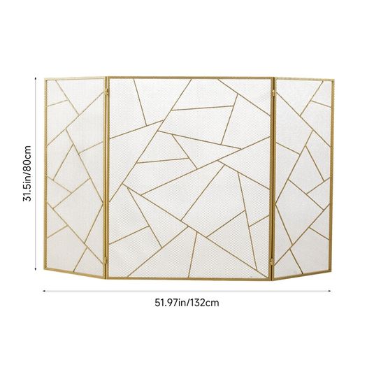 3 Panel Iron Fireplace Screen