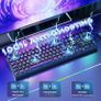 Mechanical Gaming Keyboard, LED Rainbow Backlit 104 Keys with Red Switches, Durable ABS Keycaps/Anti-Ghosting Keys/Metal Case Wired Keyboard Gaming for PC/Mac - UK Layout Image 2