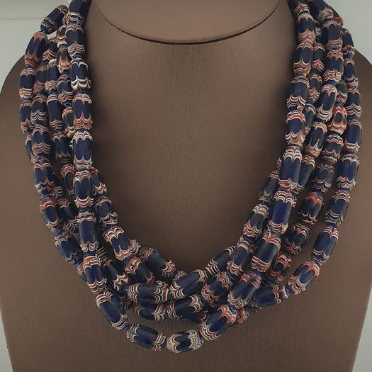Antique Venetian Style Blue Trade Glass Beads Necklace Strands