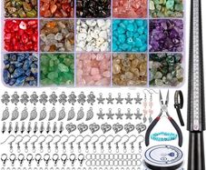801 Pcs Crystal Jewellery Making Kit, Crystals for Jewellery Making with Crystal Gemstone Beads 5-7mm Stone Bead Drilled Beads for Jewelry Making