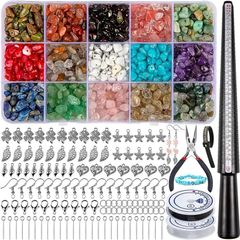 801 Pcs Crystal Jewellery Making Kit, Crystals for Jewellery Making with Crystal Gemstone Beads 5-7mm Stone Bead Drilled Beads for Jewelry Making