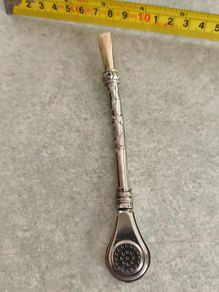 Industria Ornate Metal Tea Strainer Straw, bombilla or bomba, Ice Tea, Mint Julep