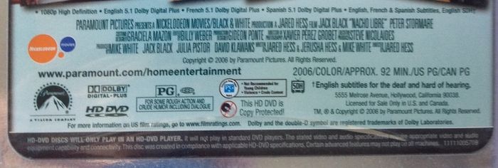Nacho Libre [2006] Jack Black [HD-DVD Movie]
