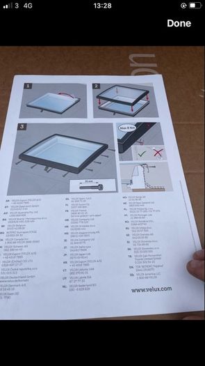Velux 60cmx60cm curved glass rooflight for flat roof
