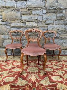 Set of 4 Victorian walnut Dining Chairs.