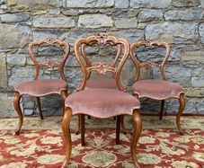 Set of 4 Victorian Rococo Revival Dining Chairs.