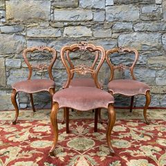 Set of 4 Victorian walnut Dining Chairs.