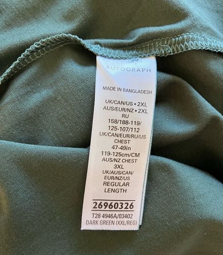 XXL Mens Dark Green Cotton Top by Autograph, Marks&Spencer