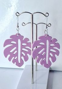Aubergine Monstera Leaf Earrings