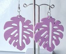 Aubergine Monstera Leaf Earrings