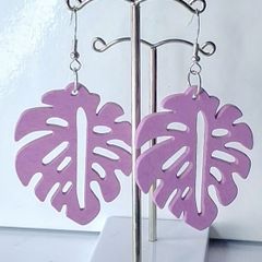 Aubergine Monstera Leaf Earrings
